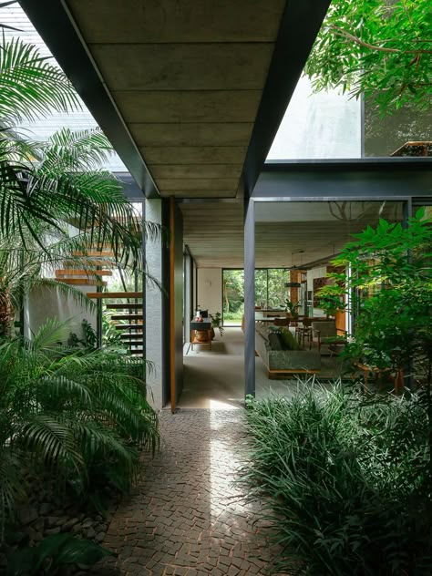 contemporary brazilian architecture that invokes heartwarming atmosphere Organic Architecture Concept, Brazil Houses, Terrace Apartment, Farm Villa, Architecture 101, Exterior Houses, Eco Buildings, Brutalism Architecture, Eco Architecture