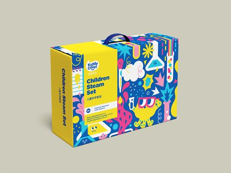 Colorful Package Design, Colorful Packaging Ideas, Illustrated Packaging Design, Toy Package Design, Playful Packaging Design, Cute Package Design, Toy Packaging Design Boxes, Container Packaging Design, Packaging Design Colorful