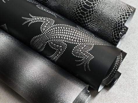 Komodo wallpapers by Osborne & Little Crocodile Wallpaper, Osborne And Little Wallpaper, Wallpaper In Black, Jewel Encrusted, Lizard Print, Holographic Foil, Komodo, Wallpaper Online, Burke Decor