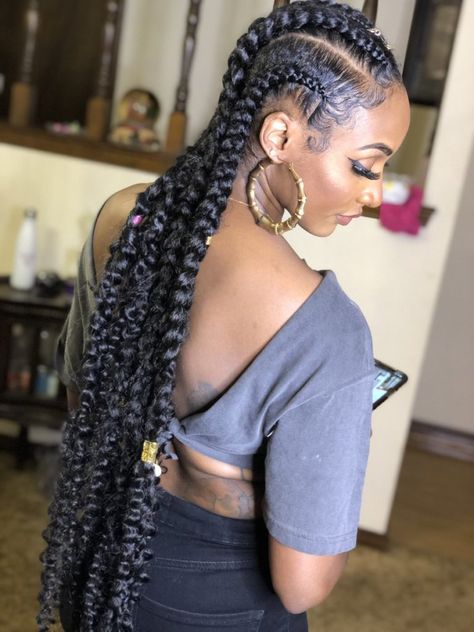 Bohemian Feed In Braids, Curled Hair With Braid, Feed In Braids, Gorgeous Braids, Feed In Braids Hairstyles, Braided Cornrow Hairstyles, Feed In Braid, Blonde Pixie Haircut, Braids With Curls