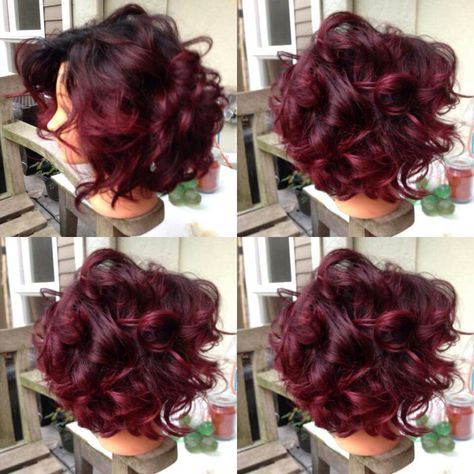 Black Cherry Short Hair, Short Wine Red Hair, Jazzing Hair Color, Cola Hair Color, Thick Hairstyles, Cherry Cola Hair Color, Color Melts, Cola Hair, Cherry Cola Hair