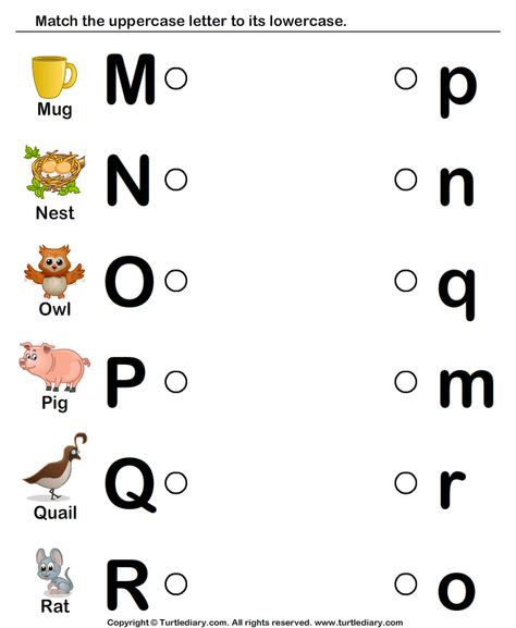 Download and print Turtle Diary's Draw Line to Match Letters M to R worksheet. Our large collection of ela worksheets are a great study tool for all ages. Upper Case And Lower Case Worksheets, Pp1 Worksheets, Grade R Worksheets, Kertas Kerja Prasekolah, Aktiviti Prasekolah, Lkg Worksheets, Letters M, Letter Worksheets For Preschool, English Worksheets For Kindergarten