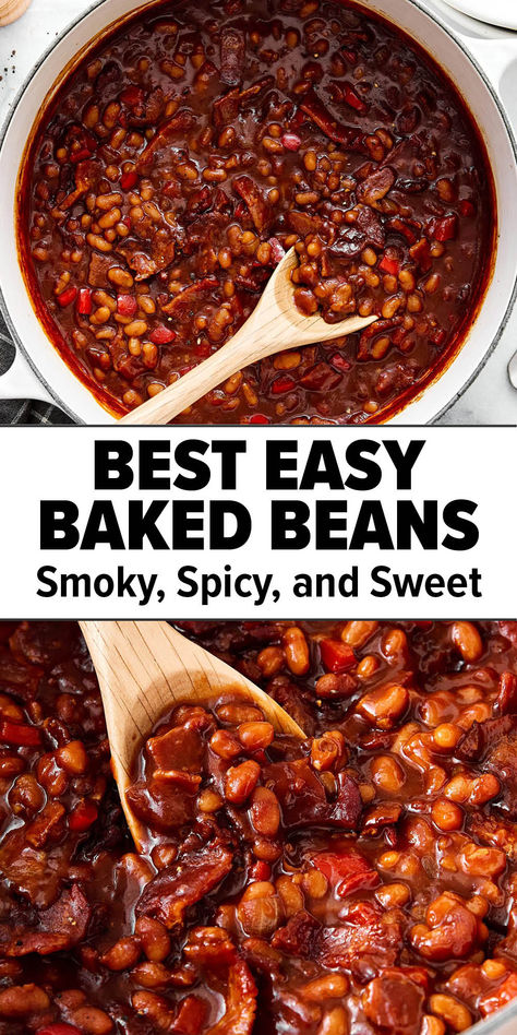 Best baked beans recipe with bacon. Sweet And Spicy Baked Beans, Kidney Bean Side Dish, Canned Baked Beans Recipe, Healthy Baked Beans Recipe, Spicy Beans Recipe, Baked Beans From Canned Beans, Spicy Baked Beans Recipe, Downshiftology Recipes, Best Baked Beans Recipe