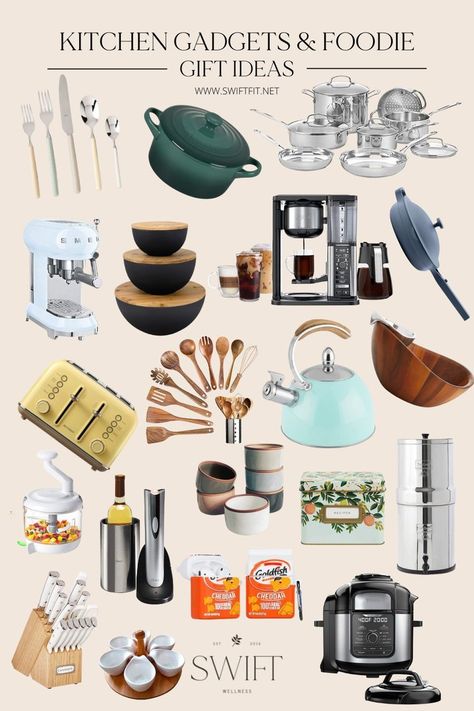 39 Best Kitchen Gifts + Gadgets for Your Foodie Friends 2022 | Swift Wellness Affordable Room Decor, Gifts For Bakers, Homemade Popcorn, Kitchen Games, Favorite Recipes Dinner, Foodie Friends, Chef Gifts, Chefs Kitchen, Cooking Gadgets