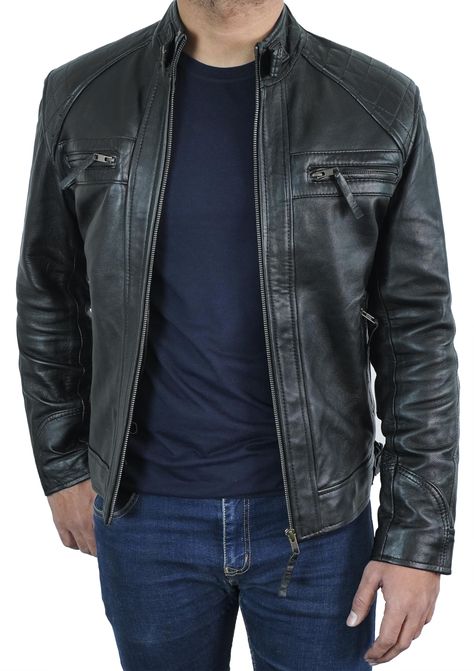 PRICES MAY VARY. ► Effortless Design: Experience freedom in motion with our thoughtfully designed black leather jacket men substantial, allowing you to embrace your day without restrictions. ► Tailored Fit for Every Body: Available in a range of sizes XS to 5XL, our mens leather jacket offers a tailored fit that suits various body types, ensuring comfort and style for everyone. For the ideal fit, consult our size chart available in the images. ► Exceptional Quality Leather: Our leather jacket me Leather Jacket Fall Outfit Men, Black Leather Jacket Outfit, Mens Leather Jacket, Black Leather Jacket Men, Leather Jackets For Men, Grow Wildflowers, Mens Leather Coats, Leather Coats, Fall Outfits Men