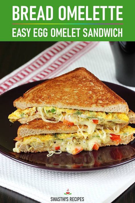 Bread omelette sandwich is a quick and easy to make street food breakfast from India. Made with basic ingredients like eggs, bread, onions, herbs and spices. #breakfast #snack #eggs #sandwich #indianfood #breadomelet Egg Omelette Sandwich, Omlet Sandwich Recipes, Toast Ideas For Breakfast, Egg Sandwich Dinner, Indian Egg Sandwich, Bread With Eggs Recipe, Bread Egg Recipes Breakfast, Bread And Egg Breakfast, Omlet Sandwich