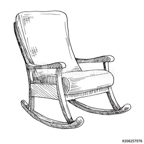 Stock Image: Rocking chair isolated on white background. Sketch a comfortable chair. Vector illustration. Background Sketch, Chair Drawing, Aesthetics Art, Art Aesthetics, Rose Tutorial, Laboratory Equipment, Person Sitting, Materials And Textures, Woman Drawing