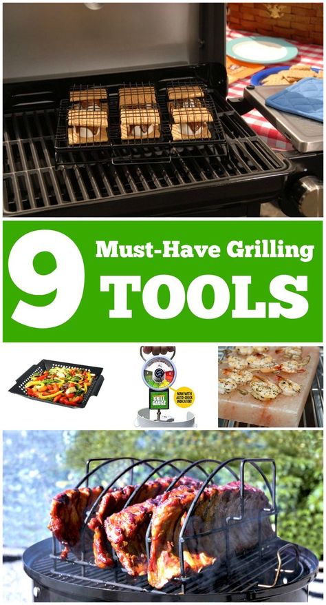 9 Must-Have Grilling Tools and Gadgets -- These BBQ tools and gadgets are must… Grilling Gadgets, Bbq Equipment, Grill Tools, Grilling Utensils, Italian Meats, Ribs On Grill, Grilling Gifts, Sweet Recipes Desserts, Grilling Season