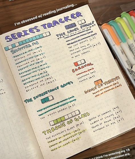 series tracker bujo Series Tracker, Bullet Journal Work, Book Reading Journal, Bullet Journal Ideas Templates, Bullet Journal Mood Tracker Ideas, Bullet Journal Hacks, Fantasy Books To Read, Scrapbook Book, Book Annotation