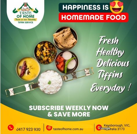 Top Indian Tiffin Service Cranbourne Tiffin Service Poster, Tiffin Service, Refer And Earn, Home Made Food, Traditional Indian Food, Top Indian, Food Poster Design, Indian Spices, Organic Herbs