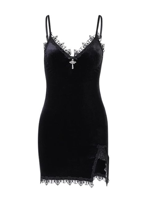 Velvet Slip Dress, Aesthetic Dress, Summer Black Dress, Goth Dress, High Waist Dress, Dress Aesthetic, Vestidos Vintage, Gothic Dress, Suspender Dress