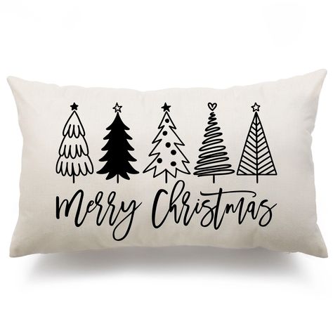 Chalk Couture Pillows, Black And Tan Christmas Decor, Desert Christmas Decor, Black And White Christmas Decorations, Black And White Christmas Decor, Winter Christmas Decor, Christmas Decor For Home, Christmas Throw Pillows, Black Christmas Tree