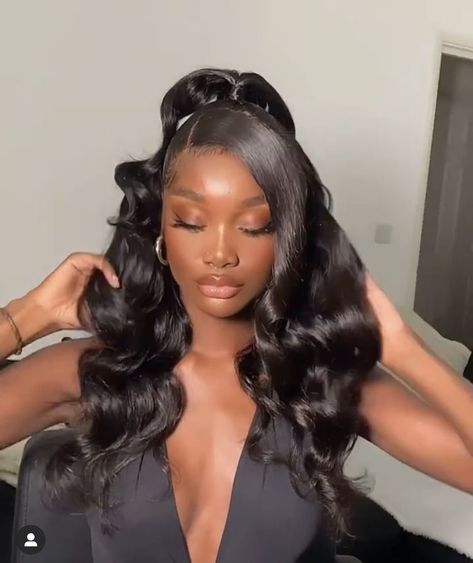 Prom Hairstyles Down Black Women, Formal Wig Styles, Hair Styles For 18th Birthday, Matric Dance Hairstyles For Black People, Black Girls Prom Hairstyles, Matric Dance Nails, Formal Hairstyles Black Women, 18th Birthday Hairstyles, Baby Shower Hairstyles Black Women