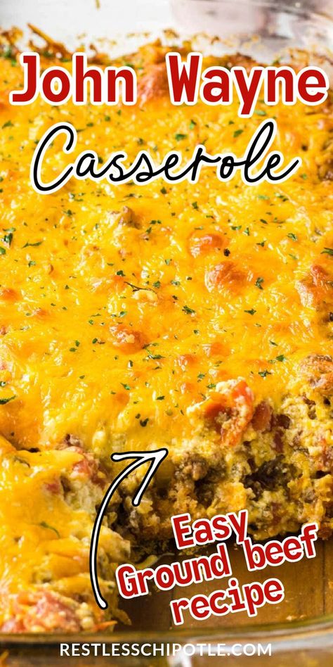 Cowboy Pie Ground Beef, John Wayne Casserole Bisquick, Breakfast Casserole With Ground Beef, Ground Beef And Sausage Casserole, Jiffy Casserole Ground Beef, Easy John Wayne Casserole, Bisquick Dinner Recipes Ground Beef, Ground Beef Hashbrown Casserole Recipes, Hamburger Biscuit Casserole