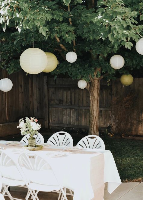 Garden guest table from a Backyard Garden Baptism on Kara's Party Ideas | KarasPartyIdeas.com (30) Outdoor Baptism Party Ideas, Backyard Baptism Party, Christening Ideas Girl, Mini Mason Jar Favors, Baptism Party Boy, Backyard Party Ideas, Moss Table, Christening Decor, Baptism Party Decorations