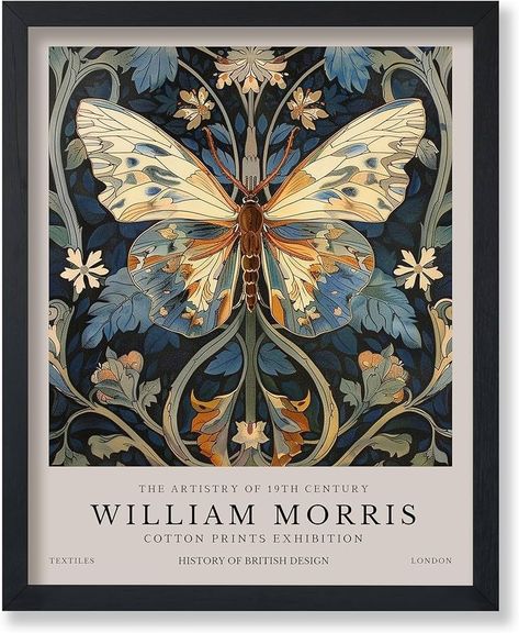 Amazon.com: Poster Master William Morris Poster - Butterfly Print - Botanical Art - Exhibition Art - Moth Art - Animal Art - Floral Art - Aesthetic Art - Office or Living Room Wall Decor - 11x14 UNFRAMED Wall Art: Posters & Prints Maxamilist Art Prints, Butterfly Framed Art Wall Decor, Art Nouveau Office, Dark Vintage Home Decor, Aesthetic Bedroom Posters, Candace Olsen, Art Prints For Walls, Bug Decor, Botanical Room