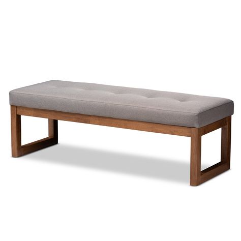 Baxton Studio Caramay Modern and Contemporary Upholstered Wood Bedroom Bench Gray Bedroom Bench Modern, Bench Rest, Grey Benches, Padded Bench, Contemporary Bench, Tufted Bench, Bedroom Bench, Contemporary Fabric, Baxton Studio