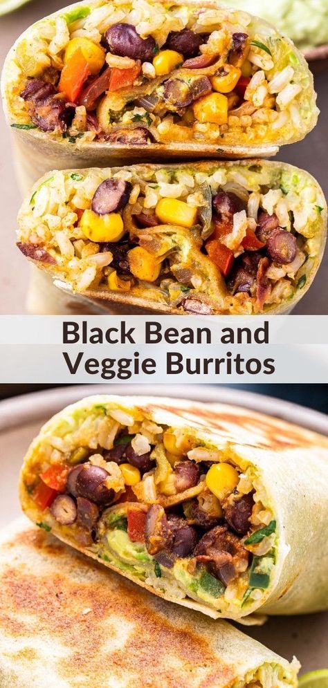 Black Bean Veggie Burrito, Veggie Bean Burrito, Roasted Vegetable Burritos, Chickpea Burrito Recipes, Meal Prep Vegetarian Burritos, Fiesta Veggie Burrito Taco Bell, Veggie Black Bean Burritos, Veggie Burritos Recipe, Easy Vegetarian Burrito