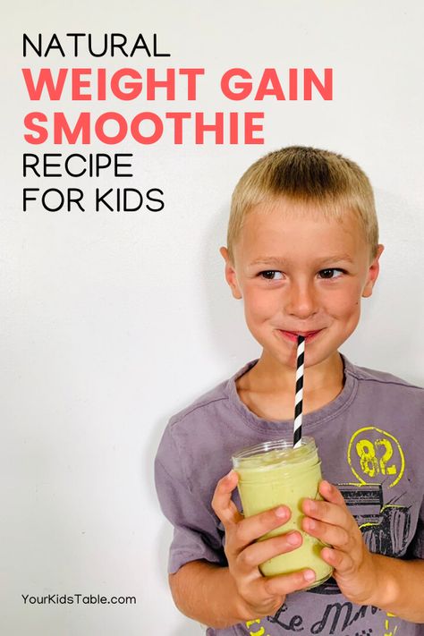 Worried about your child's weight? Try this easy and healthy high calorie weight gain smoothie recipe that's specifically designed in kids. No fake ingredients, and tips to get picky eaters gobbling it up! #weightgainsmoothiesforkids #smoothiesforkids #smoothiesforkids #smoothieshealthy #smoothiesfortoddlers Foods To Help Gain Weight For Kids, Toddler Weight Gain Smoothie, High Calorie Snacks For Kids, Toddler Weight Gain Recipes, Pediasure Smoothie, Pediasure Recipe Kids, Pediasure Recipes, Weight Gain For Kids, Smoothie Meals