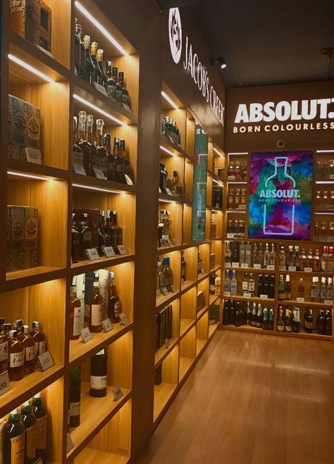 Liquor Shop Interior Design, Small Liquor Shop Design, Liquor Store Ideas Small Spaces, Wine Shop Interior Design Liquor Store, Liquor Store Aesthetic, Liquor Shop Design, Wine Store Design Shop Interiors, Liquor Store Ideas, Bar Display Design