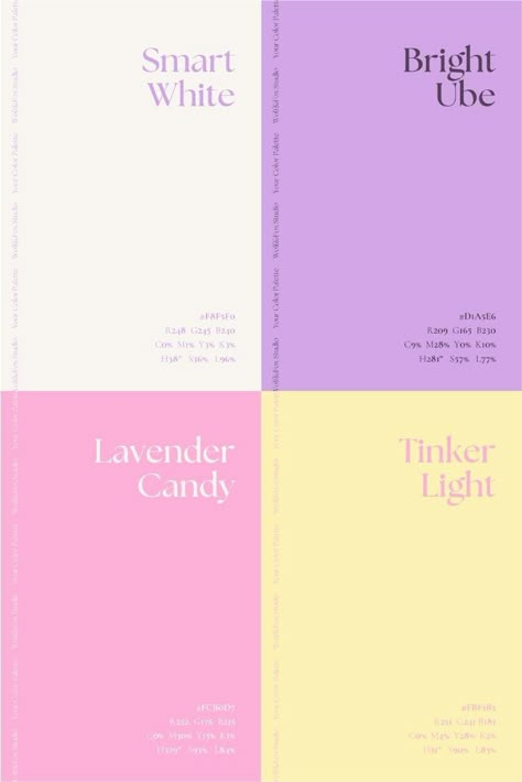 Pastels Colour Palette, Lilac And Pink Color Palette, Pastel Colors Branding, Pallete Color Pastel, Pink Pastel Palette, Cute Colour Palette, 4 Colour Palette, Color Schemes Purple, Color Palettes Aesthetic