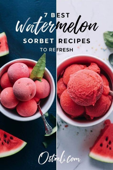 Watermelon Soft Serve, How To Make Watermelon Sorbet, Melon Sorbet Recipe, Home Made Sorbet Recipes, Watermelon Puree Recipes, Sorbet Dessert Ideas, Watermelon Dessert Ideas, Blender Sorbet, Frozen Watermelon Recipes