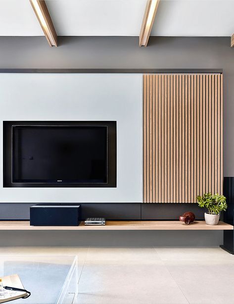 Atelier Interior Design, Coin Tv, Deco Tv, Atelier Interior, Modern Tv Room, Tv Fal, Modern Tv Wall Units, Modern Tv Wall, Living Room Tv Unit Designs