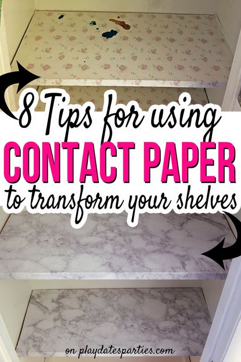 Diy Contact Paper Cabinets, Pantry Shelf Liner, Contact Paper Kitchen Cabinets, Contact Paper Cabinets, Old Shelves, Linen Closet Shelves, Linen Closet Makeover, Inside Kitchen Cabinets, Shelf Makeover