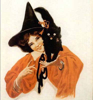 Witch/Cat | Grl4Art | Flickr Vintage Witch Costume, Vintage Witch Photos, Vintage Halloween Greeting Cards, Vintage Halloween Cards, Vintage Halloween Art, Vintage Witch Art, Witch Photos, Vintage Halloween Witch, Vintage Halloween Images