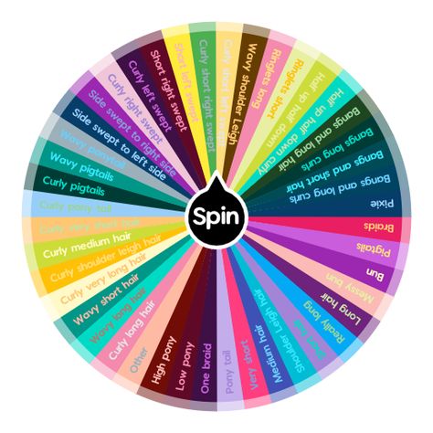 Hair styles for girls  | Spin the Wheel - Random Picker Spin Hairstyle, Spin The Wheel Gacha Oc, Oc Hair Color Ideas, Hair Colour Wheel, Oc Spin The Wheel, Color Wheel Hair, Character Wheel, Oc Hair Ideas, Hair Color Wheel