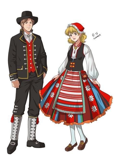 Finnish Folk Costume, Finnish Clothing, Norwegian Clothing, Russian Clothing, Fashion Figure Drawing, European Outfit, National Clothes, Folk Clothing, Fashion Figures