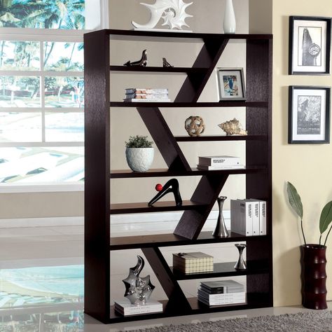 Zig Zag Shelf, Contemporary Bookcase, Design Blogs, Modern Bookcase, Room Partition, Display Shelf, Furniture Of America, Book Shelf, Display Shelves