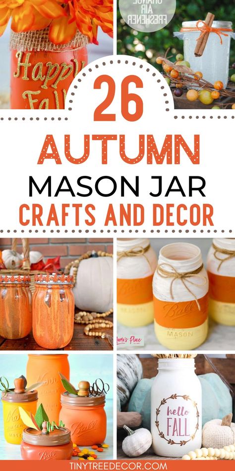 26 DIY Fall Mason Jar Crafts Mason Jar Autumn Crafts, Scarecrow Mason Jars Diy, Easy Fall Mason Jar Centerpieces, Fall Jars Diy, Fall Decor Mason Jar Ideas, Fall Oui Jar Crafts, Candy Corn Mason Jar, Mason Jar Crafts Fall, Fall Canning Jars Crafts