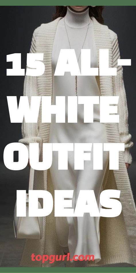 15 All-White Outfit Ideas That’ll Make You Look Fresh AF All White Holiday Outfit, White On White Outfit Winter, Off White And White Outfit, Off White Turtleneck Outfit, White Outfit Photoshoot Ideas, All White Party Outfits Winter, How To Wear White Dress In Winter, All White New Years Eve Party Outfit, What To Wear To An All White Party