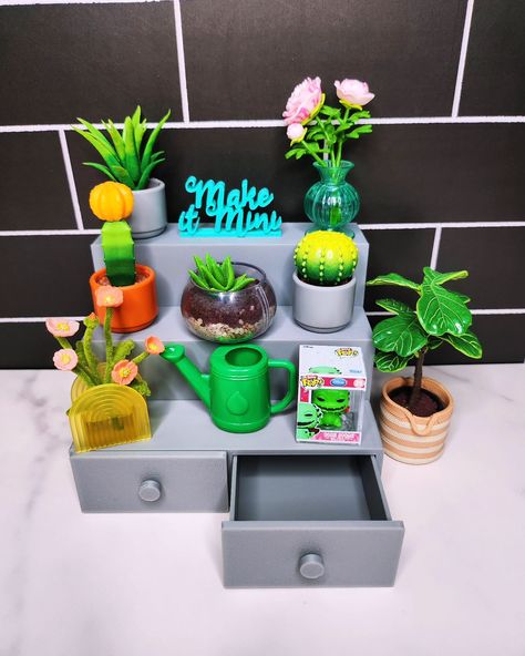 One of my fave ways to display my mini plants from @officialminiverse & @mini_brands_official 🤩 Customize your own miniature furniture over in our shop! 💖 . . . #miniplants #miniverseremix #miniversekitchen #minifurniture #minikitchen #tinykitchen #barbie #dollfurniture #makeitmini #3dprintinglife #miniverse #minibrands #toyshelf #toycollector #toydisplay Miniverse Display, Mini Brands Display, Mini Verse, Toy Shelves, Mini Brands, Toy Display, Mini Plants, Mini Kitchen, Mini Roses