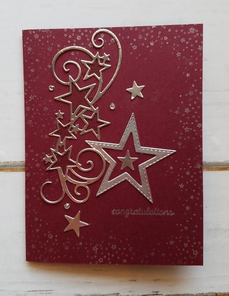 Red Cards, Diy Star, Silver Christmas Decorations, Star Cards, Homemade Christmas Cards, Stampin Up Christmas Cards, Navidad Diy, Stampin Up Christmas, Stamping Up Cards