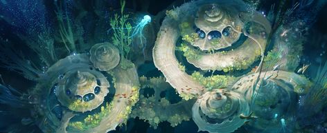 ArtStation - coral house 2, Min bae Coral City Fantasy Art, Coral Concept Art, Coral Architecture, Atlantis Aesthetic, Clan Ideas, Underwater Kingdom, Coral House, Anime Purple Hair, Underwater City