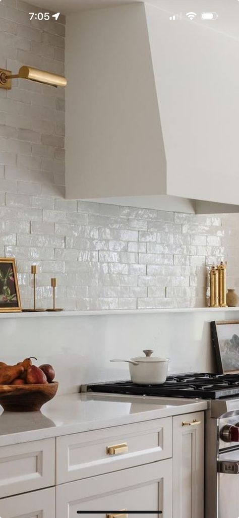 British Inspired Kitchen, Backsplash Same As Countertop, White Countertop Backsplash Ideas, Small Updated Kitchen, Kitchen Backsplash Trends 2024, Quartz Backsplash With Ledge, Kitchen With No Backsplash, Classic Backsplash Kitchen, White Brick Kitchen