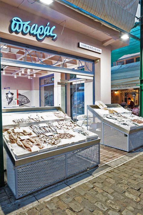 Small Store Design, Seafood Store, Resturant Design, Fish Monger, Seafood Shop, Fish Stand, Modern Restaurant Design, Vastu House, Fish Shop