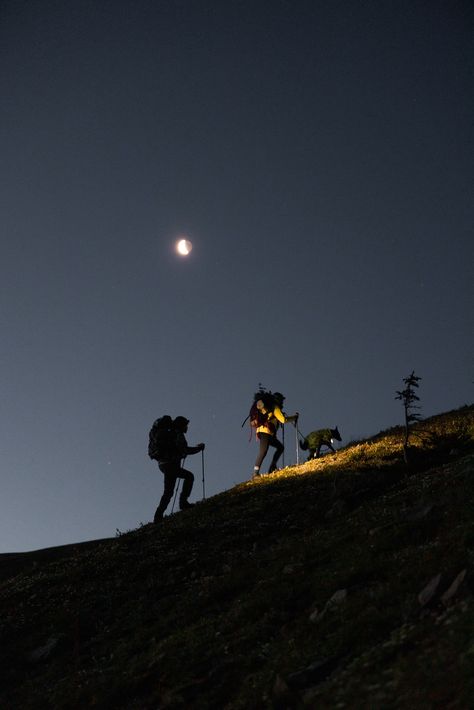 Night Hiking Aesthetic, Night Camping Aesthetic, Kananaskis Canada, Camping Elopement, Mountain Hiking Aesthetic, Hike Aesthetic, Hike Photography, Night Hike, Willow Wolf