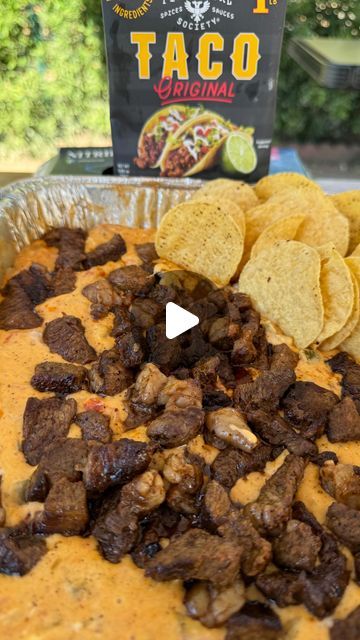 Miguel Raya| Food, bbq, recipes on Instagram: "Make this Smoked queso dip with steak bites  for Gameday @fireandsmokesociety  • . Ingredients  8 oz pepper jack cheese  8 oz cheddar cheese  8 oz cream cheese  1 can rotel tomatoes  8 oz green Chilis  1/4 cup diced sweet onions . Find it via link in my bio or you can pick it up at Walmart Stores #fireandsmokesociety" Smoked Steak Queso Dip, Steak Rotel Dip, Smoked Queso Dip With Steak Bites, Queso Dip With Steak Bites, Easy Smoked Queso Dip, Miguel’s Cooking With Fire, Queso Dip In Oven, Grilled Queso Dip, Steak And Cheese Dip