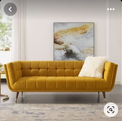 Modern Tufted Sofa, Trendy Sofas, Couch With Chaise, Yellow Sofa, Modern Sofa Living Room, Poltrona Vintage, Soft Sofa, Tufted Sofa, Three Seater Sofa