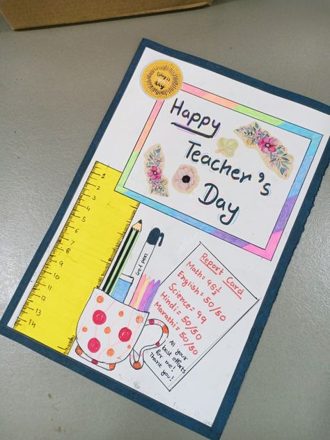 Art and craft ✨✨ Simple Teacher Day Card, Simple Teachers Day Card Ideas, Teachers Day Card Design, Handmade Teachers Day Cards, Teacher's Day Card Ideas, Teacher Birthday Card, Greeting Cards For Teachers, Happy Teachers Day Card, Creative Book Cover Designs