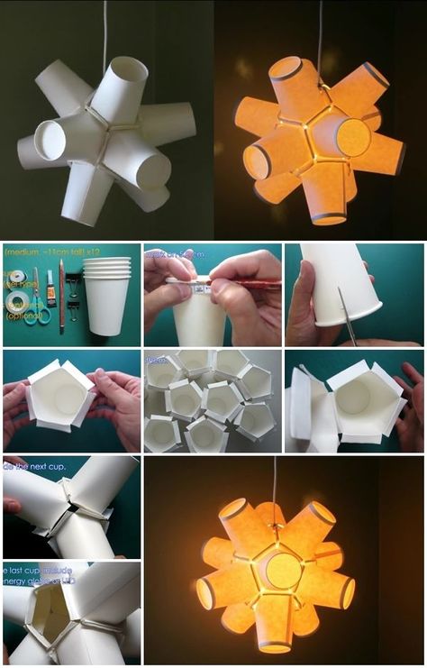 40 Disposable Eco-Friendly Coffee Cup Craft Ideas Plastik Recycling, Coffee Cup Crafts, Paper Cup Crafts, Love Surprise, Kerajinan Diy, Paper Lanterns Diy, Lampe Diy, Lamp Diy, Paper Craft Videos