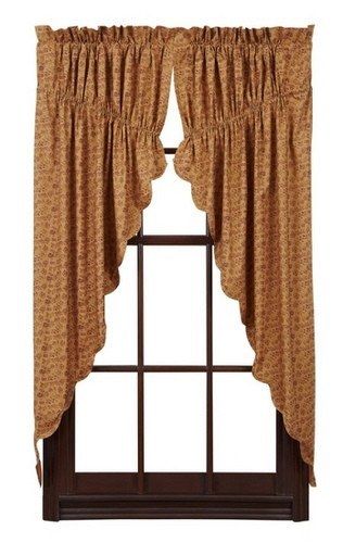 Lewiston Saclloped Lined Prairie Curtains – Primitive Star Quilt   Shop   primitivestarquiltshop.com Prairie Curtains, Victorian Curtains, Primitive Curtains, Country Style Curtains, Rustic Primitive Decor, Swag Curtains, Primitive Star, Decor Market, Vhc Brands