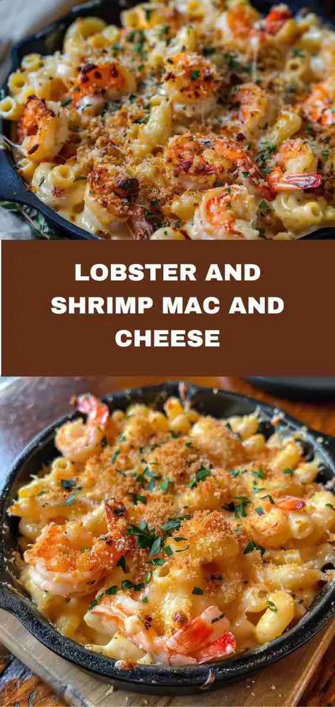 Lobster and Shrimp Mac and Cheese Shrimp Mac And Cheese, Lobster And Shrimp, Lobster Mac N Cheese Recipe, Seafood Pasta Dishes, Seafood Mac And Cheese, Breakfast Egg Muffins, Egg Muffins Recipe, Seafood Dish Recipes, Lobster Dishes