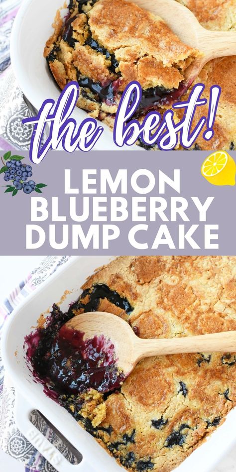 Lemon Blueberry Dump Cake Blueberry Lemon Dump Cake Recipe, Lemon Berry Dump Cake, Blueberry Angel Food Dump Cake, Lemon Blueberry Dump Cake Easy, Lemon Cake Mix Blueberry Pie Filling, Blueberry Biscuit Lemon Dump Cake, Lemon Blueberry Poke Cake Easy, Blueberry Dump Cake Recipes Pie Fillings, Lemon Cake Blueberry Filling