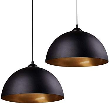 Modern Pendant Light, Frideko 2 Pack Metal Gold Hemisphere Lamp Shade Ceiling Pendant Light for Restaurant Dining Room Coffee Shop Bars Pubs Café (Black): Amazon.ca: Home & Kitchen Shop Bars, Gold Lamp Shades, Modern Black Pendant Lights, Barn Light Fixtures, Pendant Light Set, Pool Table Lighting, Restaurant Dining, Pool Light, Diy Simple