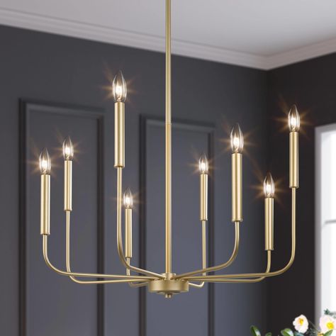 Brass Dining Room Chandelier, Chandelier French Country, Chandelier French, Dining Room Light Fixture, Modern Lighting Chandeliers, Island Chandelier, Gold Candle Sticks, Decoration Styles, Candle Style Chandelier