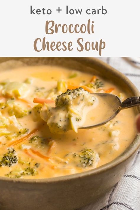 An easy stop top version of keto broccoli cheese soup that's low carb and cooks in no time. Instant pot and crockpot options with instructions there is no flour or xanthan gum needed and it's super creamy and delicious with a sautéed onion and garlic cheddar sauce. Broccoli Cheese Chicken Soup, Cheese Chicken Soup, Broccoli Cheese Chicken, Cheddar Sauce, Garlic Cheddar, Keto Broccoli Cheese Soup, Keto Soups, Low Carb Soup Recipes, Cheese Soup Recipes